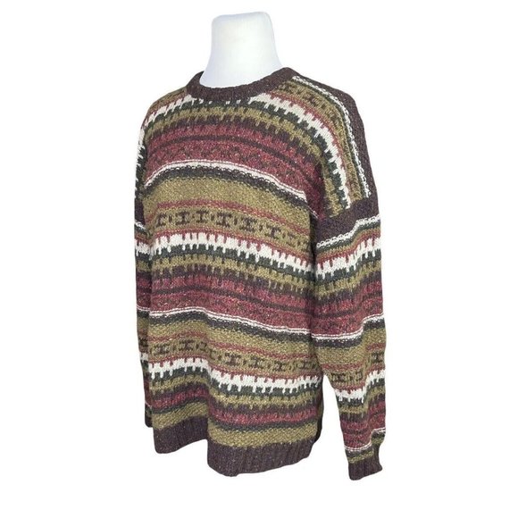 The J Peterman Company 100% Wool Nordic Fair Isle Brown Sweater XL - Picture 4 of 7